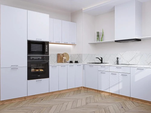 Угловая модульная кухня Квадро-02 Белый Дуб вотан 2140*2400/2150*600