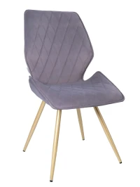 DC233 Стул мягкий поворотный 360, СЕРЫЙ#M420-16 велюр, каркас металл, шампань КРУГЛЫЙ