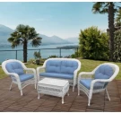 Плетеный комплект для отдыха из искусственного ротанга  LV-520 White/Blue