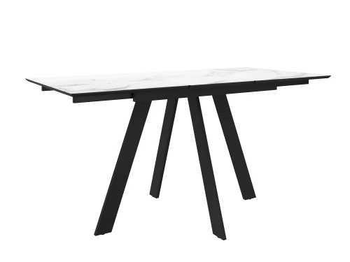 Стол DikLine DKD120, керамика 120(160)х80, мрамор белый матовый, опоры черные (2 уп.)