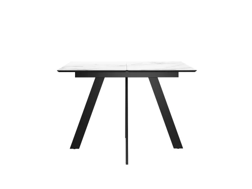 Стол DikLine DKD120, керамика 120(160)х80, мрамор белый матовый, опоры черные (2 уп.)