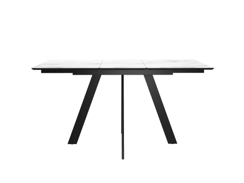 Стол DikLine DKD120, керамика 120(160)х80, мрамор белый матовый, опоры черные (2 уп.)