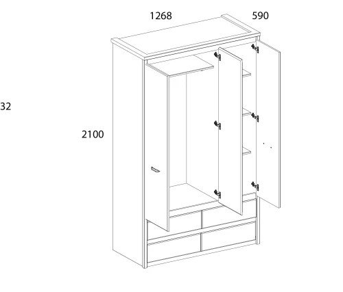 Шкаф 3DG4S Z, JAZZ, цвет Каштан найроби/Оникс