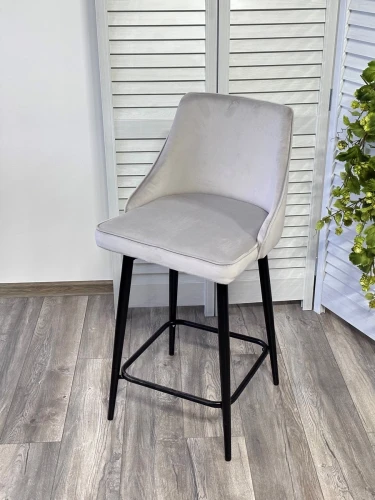 Полубарный стул ПАРКЕР 360 град. поворот. H-09 Светло-серый, велюр / черный каркас, М-City