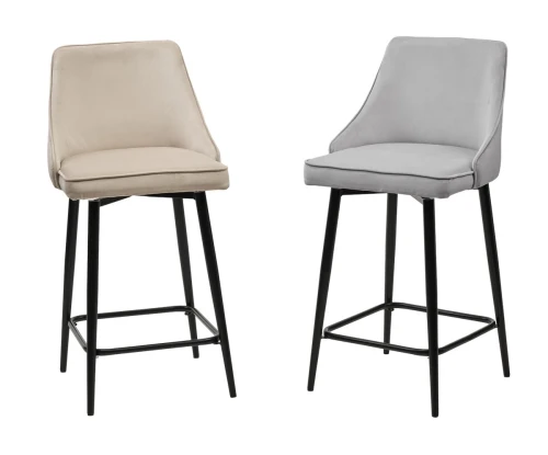 Полубарный стул ПАРКЕР 360 град. поворот. H-09 Светло-серый, велюр / черный каркас, М-City