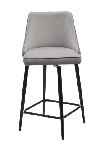 Полубарный стул ПАРКЕР 360 град. поворот. H-09 Светло-серый, велюр / черный каркас, М-City
