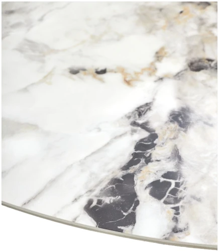 Стол КОЛИЗЕЙ D140 ARCTIC OCEAN, Белый мрамор, керамика / Черный каркас М-City