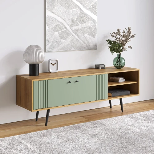 Тумба Вега Саксония ТВ150 с нишами, серо-зеленый