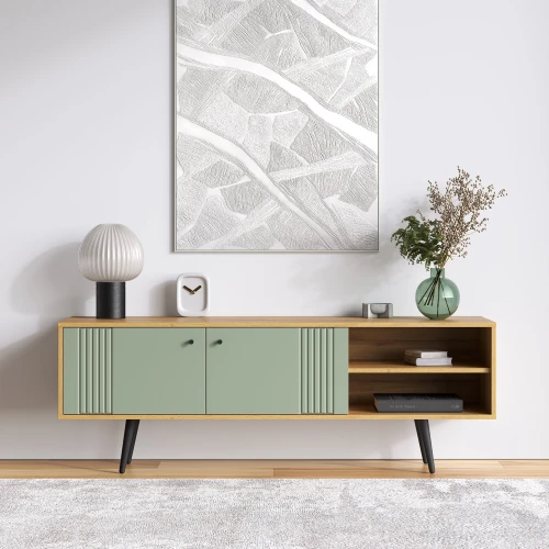 Тумба Вега Саксония ТВ150 с нишами, серо-зеленый