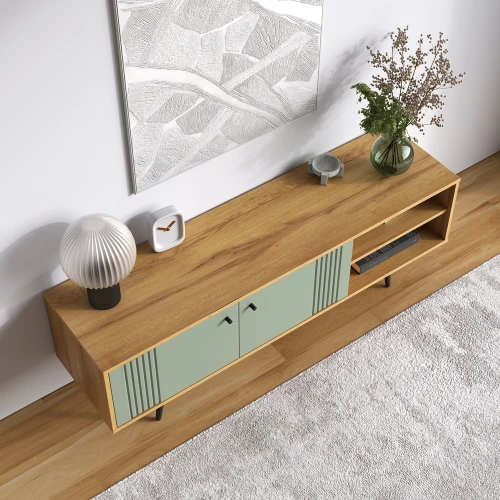 Тумба Вега Саксония ТВ150 с нишами, серо-зеленый