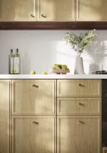 Трехуровневый кухонный гарнитур прямой Беверли 2400 Дуб Шампань МДФ