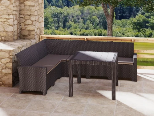 Комплект мебели под ротанг Калифорния “California“ с угловым диваном 240х240 см арт.80497-7П с подушками и столом 95х95 см