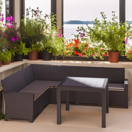 Комплект мебели под ротанг Калифорния “California“ с угловым диваном 240х240 см арт.80497-7П с подушками и столом 95х95 см