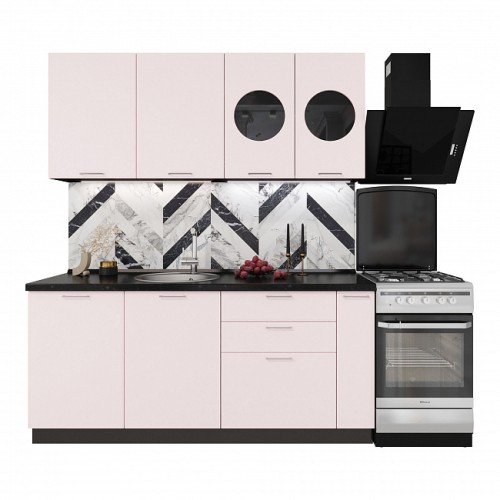 Кухонный гарнитур Мемфис 1800 Японский шелк МДФ прямой