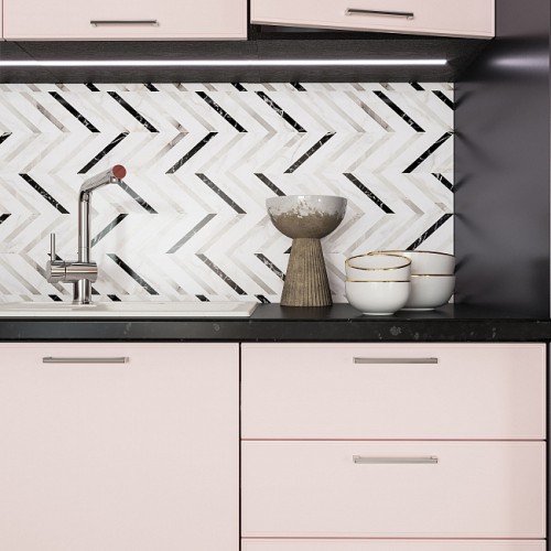 Кухонный гарнитур Мемфис 1800 Японский шелк МДФ прямой