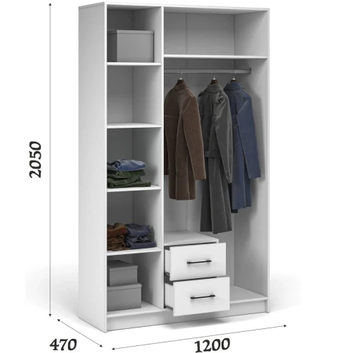 Шкаф «Чикаго» 3д2ящ (с зеркалом) MAX, белый