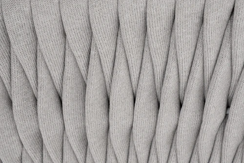 "Монако" кресло плетеное из роупа, каркас алюминий светло-серый (RAL7035) муар, роуп светло-серый 40 мм, ткань светло-серая