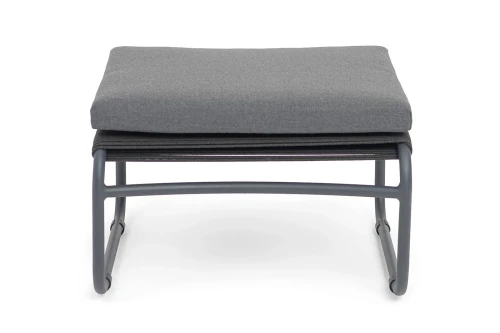 "Ането" пуф плетеный из роупа, каркас алюминий темно-серый (RAL7024) муар, роуп темно-серый круглый