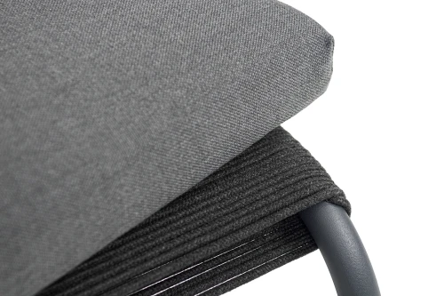 "Ането" пуф плетеный из роупа, каркас алюминий темно-серый (RAL7024) муар, роуп темно-серый круглый