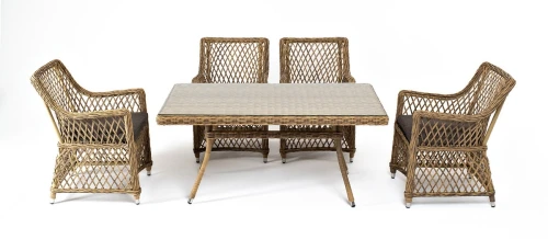 "Латте - 140 L" обеденная группа плетеная, цвет соломенный