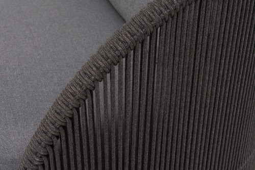 "Монтелла" кресло плетеное из роупа, каркас алюминий темно-серый (RAL7024) муар, роуп темно-серый круглый, ткань темно-серая 027