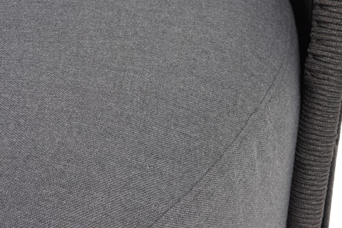 "Монтелла" кресло плетеное из роупа, каркас алюминий темно-серый (RAL7024) муар, роуп темно-серый круглый, ткань темно-серая 027