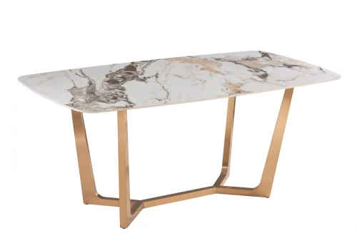 Стол обеденный Ланс Мат DT-2852M,160х90х75 см, белый мрамор/матовое золото
