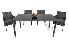 Набор мебели Нестор  арт.SFS012-1 серый, серый 3 уп. (стол + 4 стула ротанг серый, подушки серые) "Garden story"