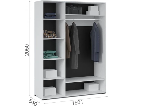 Шкаф «Йорк» 3дв, Белый/белый глянец