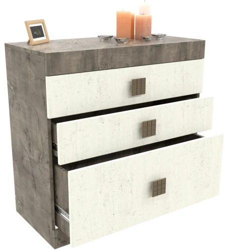 Комод «Лондон 3Я» КМК 0467.11, Оникс/Бетон пайн светлый