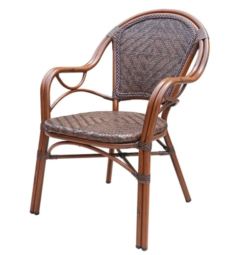 Садовая мебель литой алюминий/искуственный ротанг стол Феникс д.90 + 4 кресла Бамбук-1