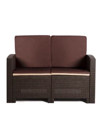 Двухместный диван под искусственный ротанг для отдыха Калифорния «California» с подушками на спинку