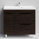 Тумба Лайт 90 напольный, Палисандр ПВХ 43101, 2 ящика, 1 дверь слева Vodok с раковиной в комплекте