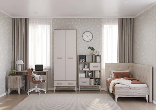 Кровать 90х200 с мягким изголовьем и боковиной Скандика