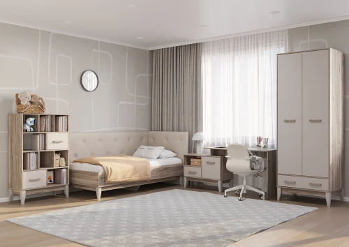 Кровать 90х200 с мягким изголовьем и боковиной Скандика