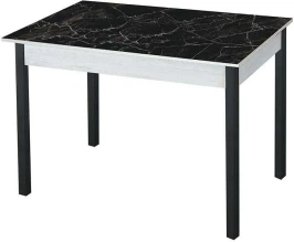 Альфа фотопечать стол обеденный раздвижной / черный мрамор/бетон белый/черный