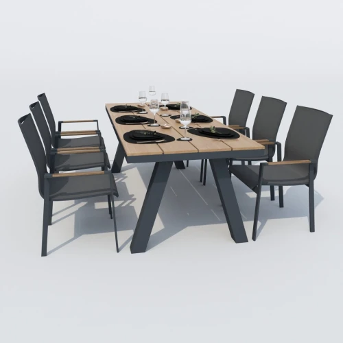 Стол обеденный MIRRA 220 см карбон