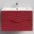Тумба Эйфория 80 F5, пример RAL 3004 Пурпурно-красный, матовая, 2 ящика, подвесной Vodok с раковиной в комплекте