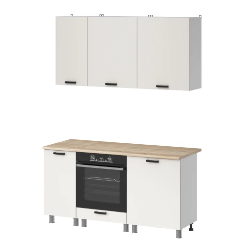 Готовый кухонный гарнитур МК Аленушка 1,6м в.6 Лаванда Молочный,скоба черный,сонома