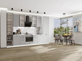 Кухонный гарнитур Фрейм-06 Grey Silk-Белый