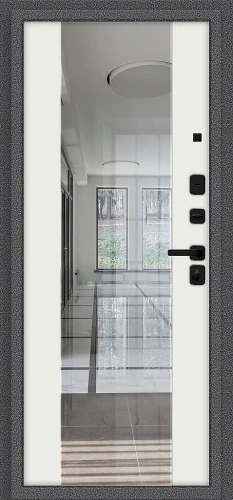 Входная дверь с зеркалом Тайга-9.2 Антик Серебряный/Белый 