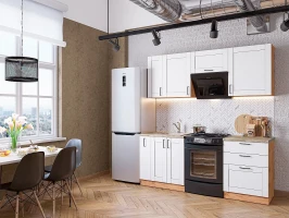 Прямая модульная кухня Лофт-05 White Silk Дуб вотан 2140*2000*600