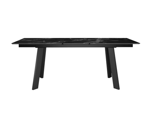 Стол DikLine DKH160, керамика 160(200)х90, мрамор черный матовый, опоры черные (2 уп.)