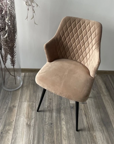 Стул HERMAN 360 град. БЕЖЕВЫЙ #5, велюр / черный каркас М-City