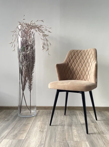 Стул HERMAN 360 град. БЕЖЕВЫЙ #5, велюр / черный каркас М-City