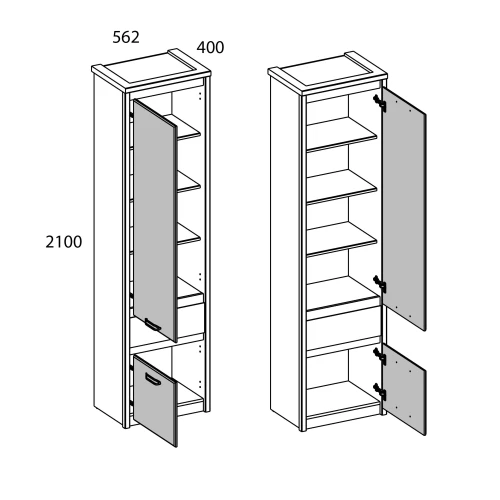 Шкаф 2D1S, JAZZ, цвет Каштан найроби/Оникс
