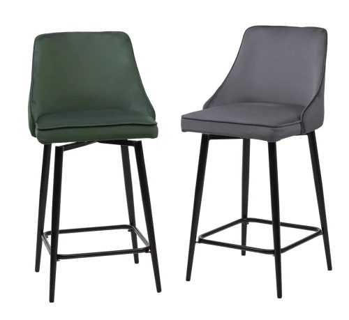 Полубарный стул ПАРКЕР 360 град. поворот. H-14 Серый, велюр / черный каркас, М-City