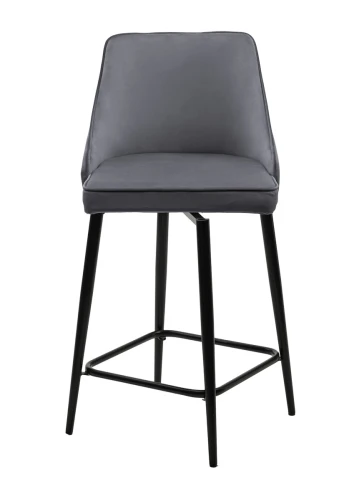 Полубарный стул ПАРКЕР 360 град. поворот. H-14 Серый, велюр / черный каркас, М-City