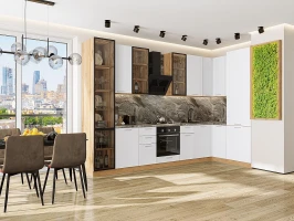 Кухонный гарнитур Квадро-04 Белый Дуб Вотан