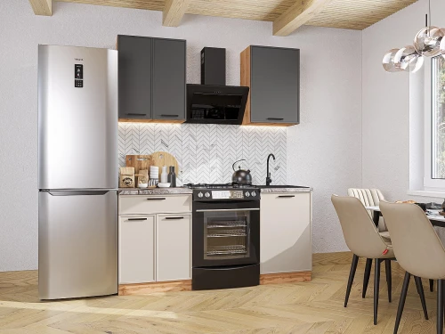 Модульный кухонный гарнитур Фрейм-07 Stormy Silk/Cream Silk